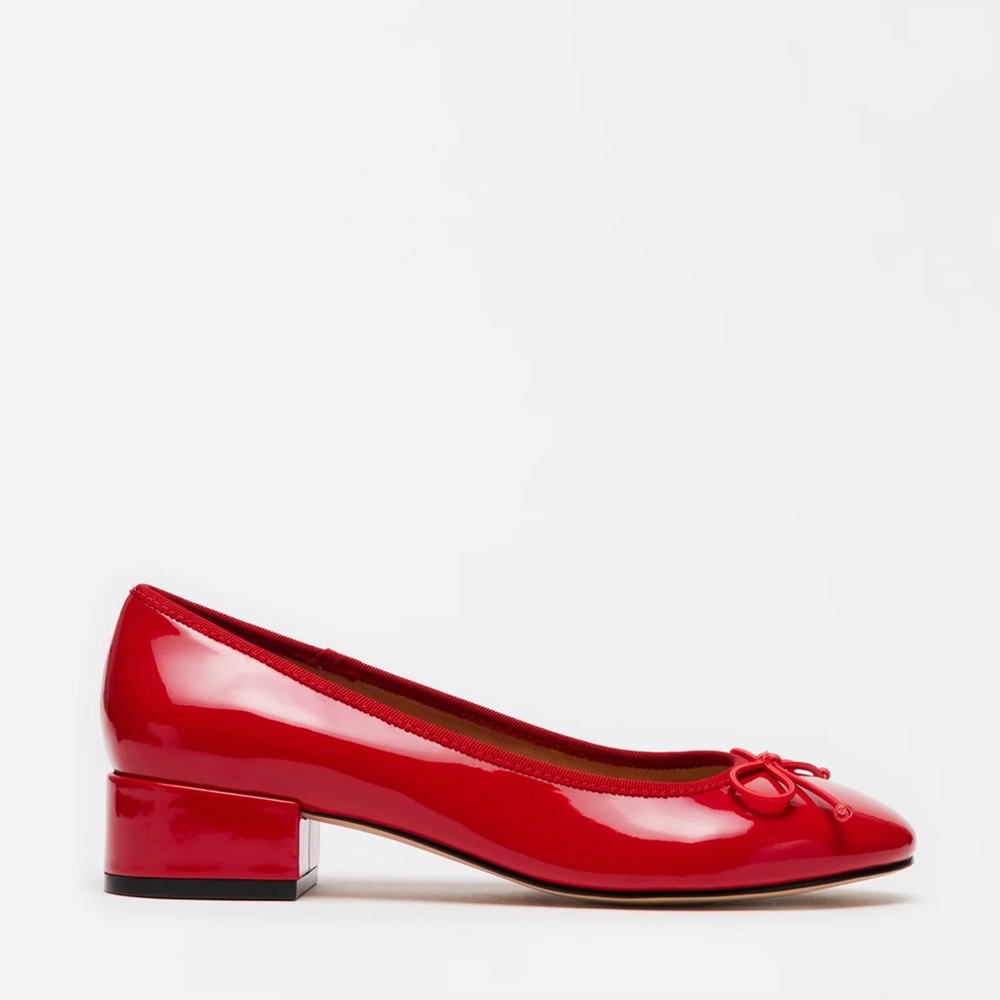 Steve Madden Cherish Red Patent Ballet Low Block Heel